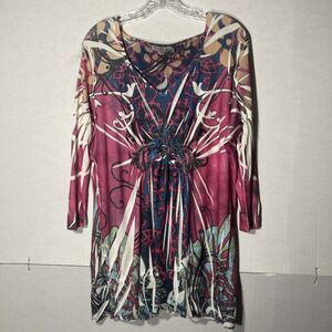 Unity Multicolor Sublimation Rhinestone V-neck Dolman Sleeve Knit Top 1X